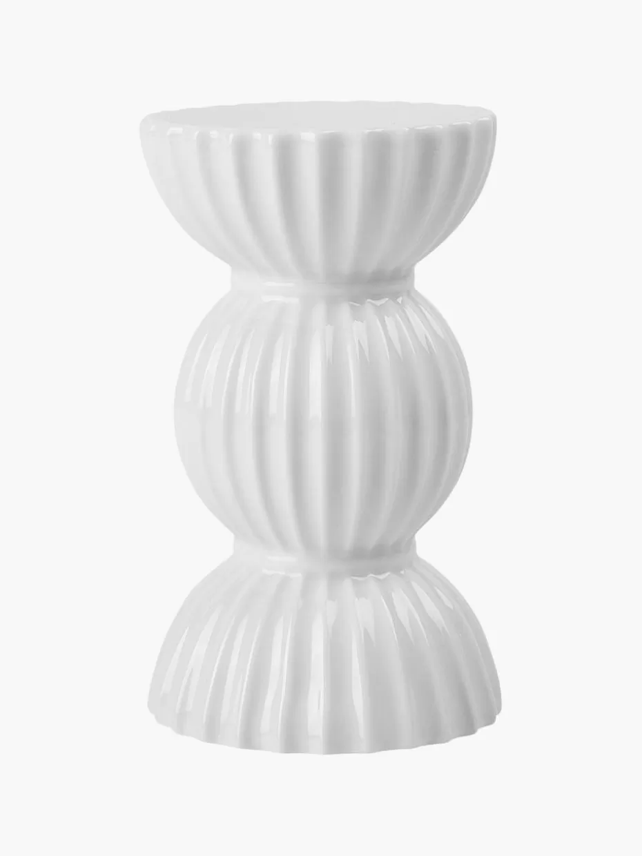 Kerzenständer & Kerzenhalter-Lyngby Porcelaen Porzellan-Kerzenhalter Tura mit geriffelter Oberfläche