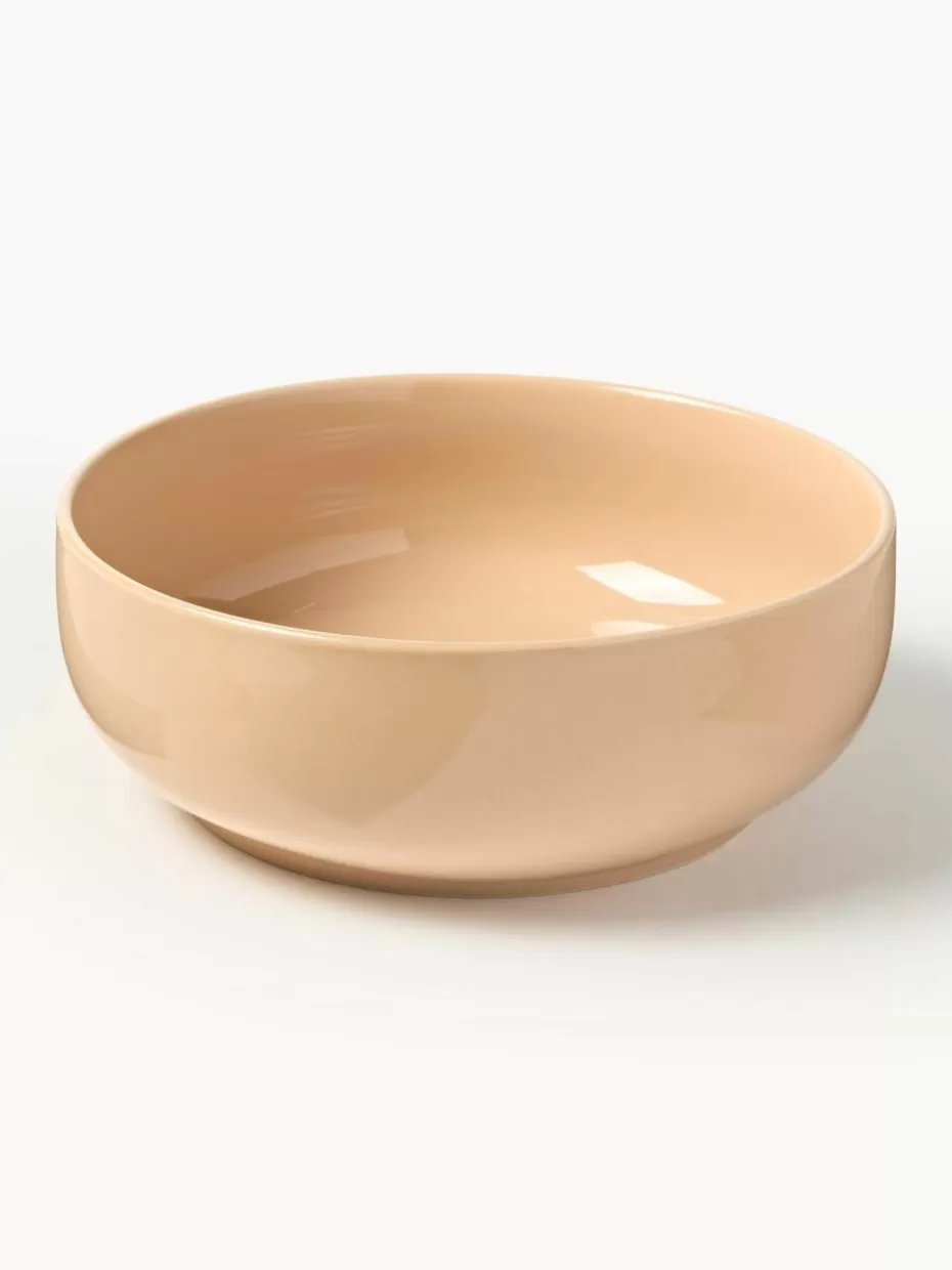 Servierplatten & Schüsseln-Westwing Collection Porzellan-Salatschüssel Nessa Peach, glänzend