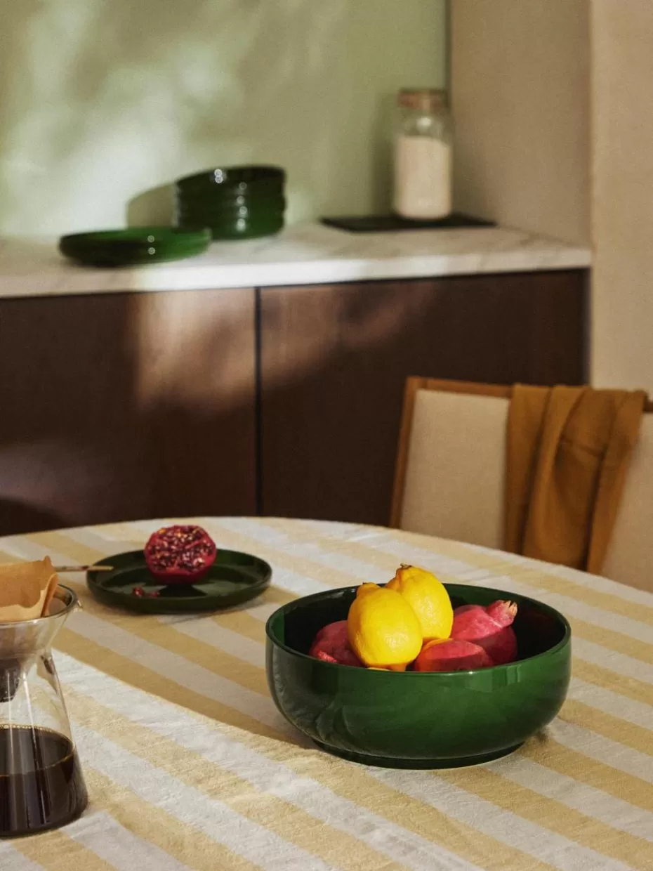 Weihnachtsgeschirr | Festliche Eleganz-Westwing Collection Porzellan-Salatschüssel Nessa Dunkelgrün, glänzend