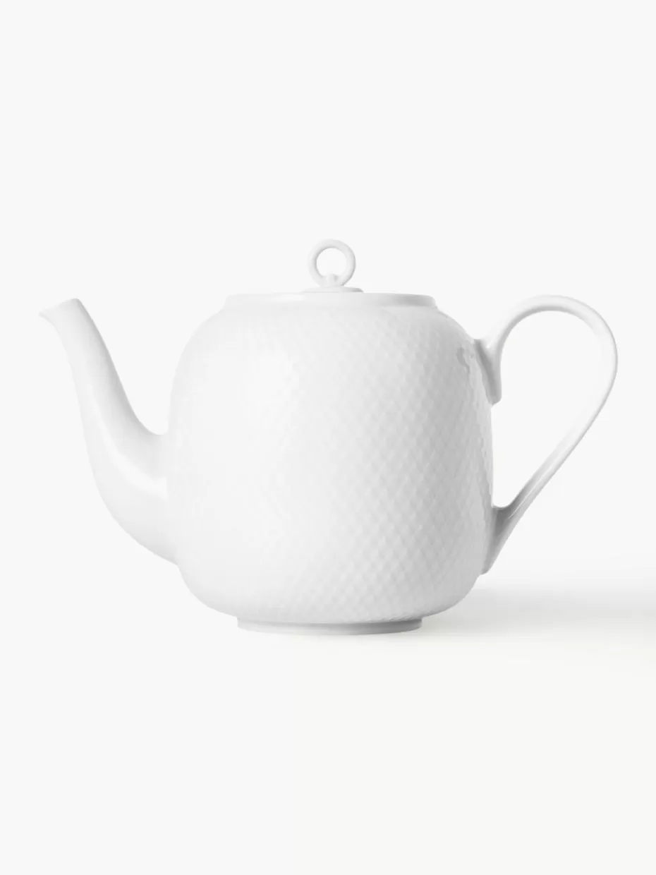 Kannen & Karaffen-Lyngby Porcelaen Porzellan-Teekanne Rhombe mit Struktur-Muster, 1.9 L