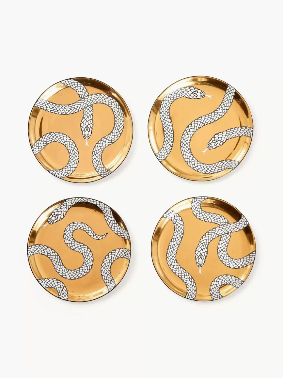 Untersetzer-Jonathan Adler Porzellan-Untersetzer Eden mit Gold, 4er-Set