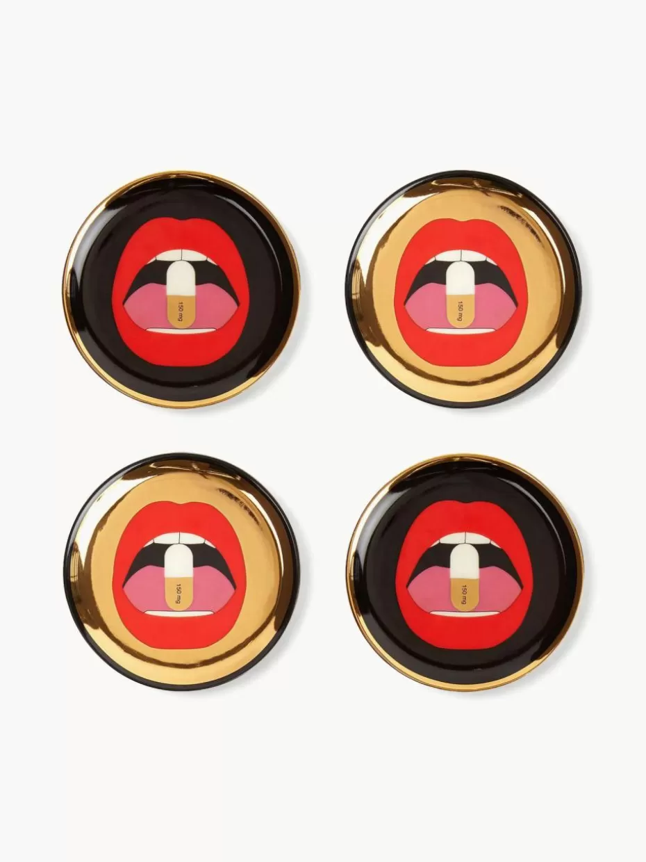 Untersetzer-Jonathan Adler Porzellan-Untersetzer Full Dose mit Gold, 4er-Set