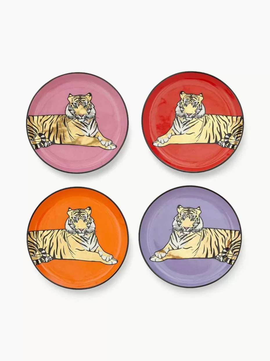 Untersetzer-Jonathan Adler Porzellan-Untersetzer Safari mit Gold, 4er-Set
