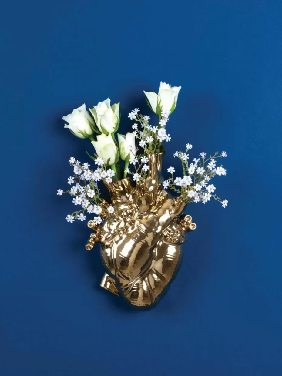 Vasen-Seletti Porzellan-Vase Love in Bloom, H 25 cm Goldfarben, glänzend