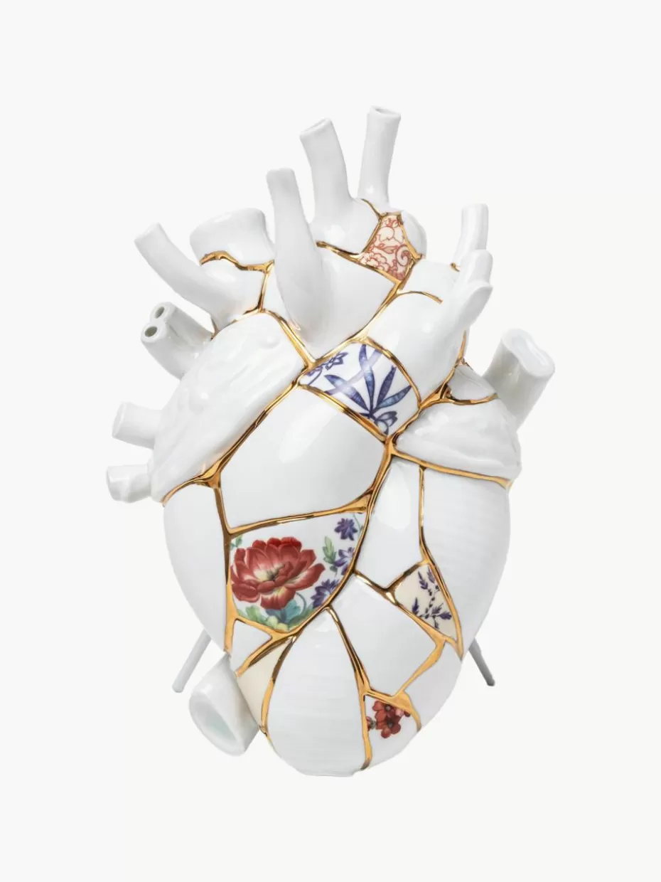 Vasen-Seletti Porzellan-Vase Love in Bloom mit Gold-Dekor, H 25 cm Weiß glänzend, Bunt