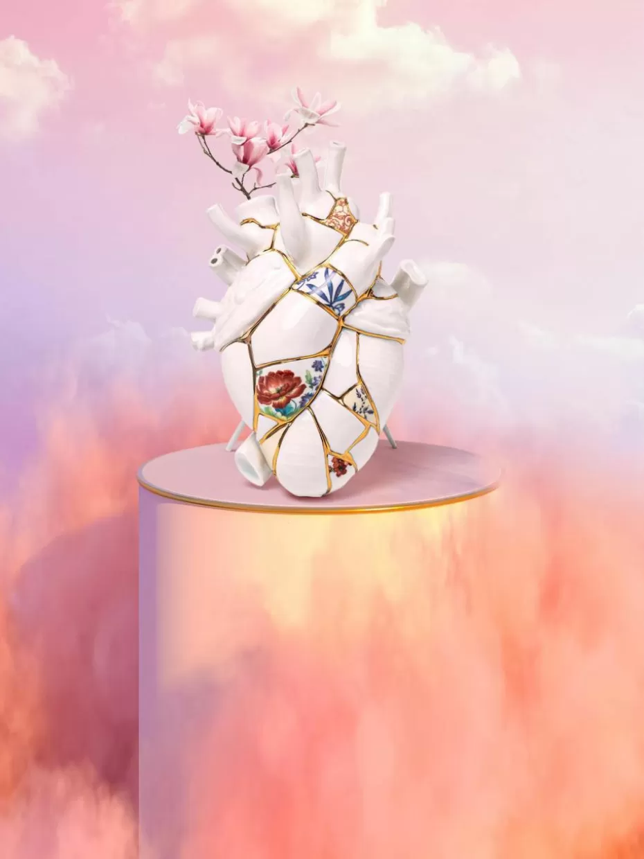 Vasen-Seletti Porzellan-Vase Love in Bloom mit Gold-Dekor, H 25 cm Weiß glänzend, Bunt