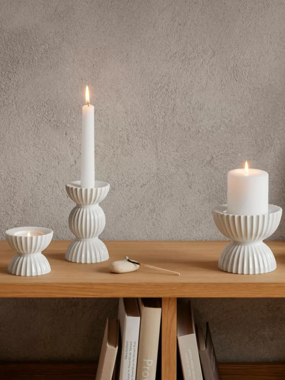 Windlichter & Laternen-Lyngby Porcelaen Porzellan-Windlicht Tura mit geriffelter Oberfläche