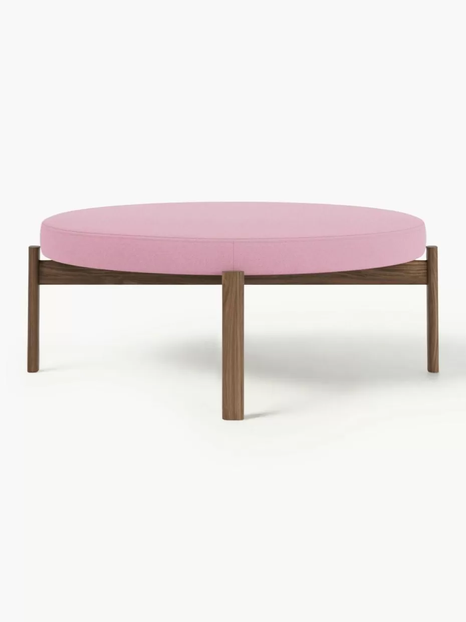 Hocker-Audo Copenhagen Pouf Passage aus Walnussholz Webstoff Rosa, Walnussholz