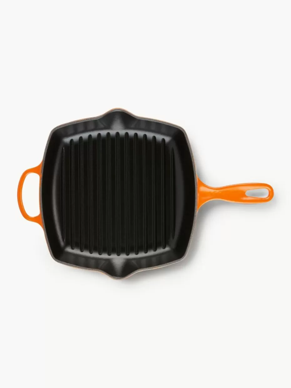 Pfannen-Le Creuset Quadratische Grillpfanne Signature Collection aus Gusseisen mit Rillenstruktur Orangetöne