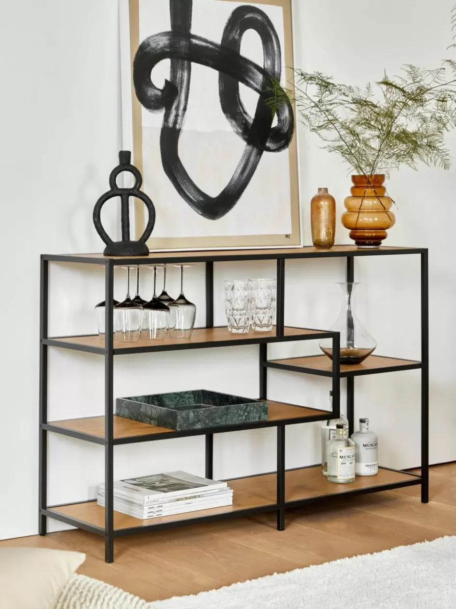 Büroregale | Regale-Westwing Regal Seaford Beige in Holzoptik, Schwarz