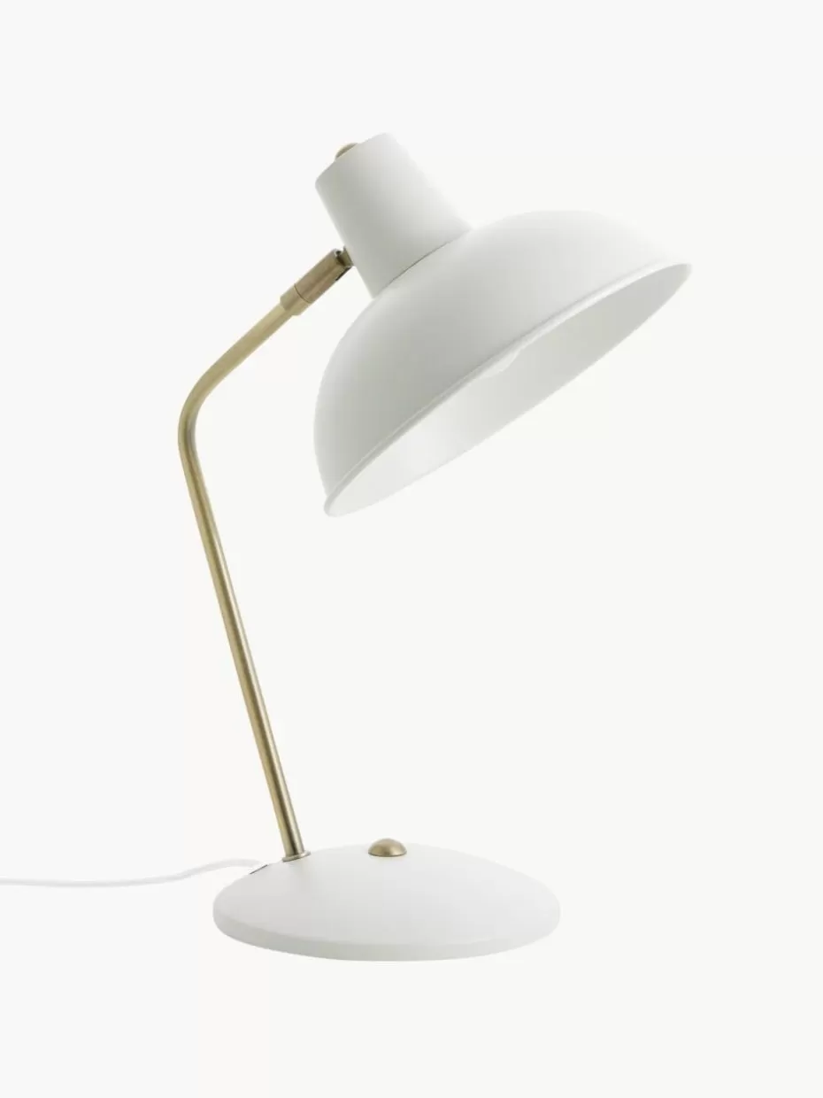 Schreibtischlampen-Westwing Retro-Schreibtischlampe Hood Weiß, Goldfarben