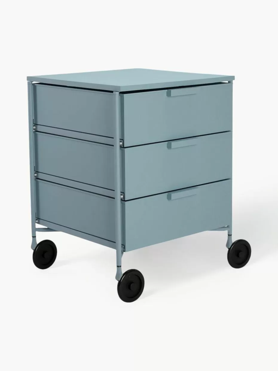 Schreibtisch Container-Kartell Rollcontainer Mobil mit 3 Schubladen Graublau