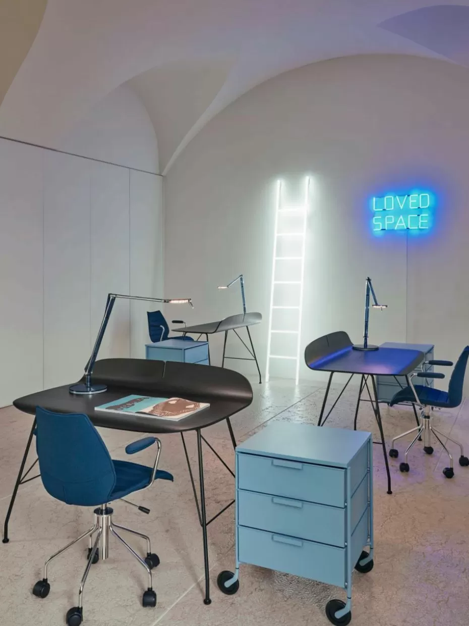 Schreibtisch Container-Kartell Rollcontainer Mobil mit 3 Schubladen Graublau
