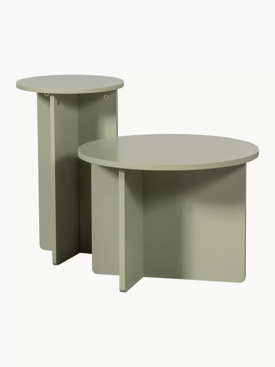Beistelltische | Couchtische-Westwing Runde Beistelltische Ronny aus Kiefernholz, 2er-Set