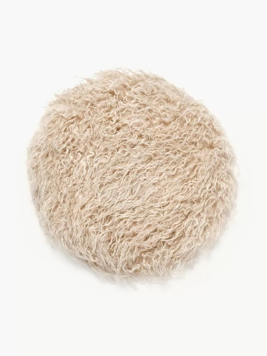 Weihnachtskissen | Sitzkissen & Auflagen-Westwing Collection Runde Kunstfell-Sitzauflage Morten, gelockt Beige