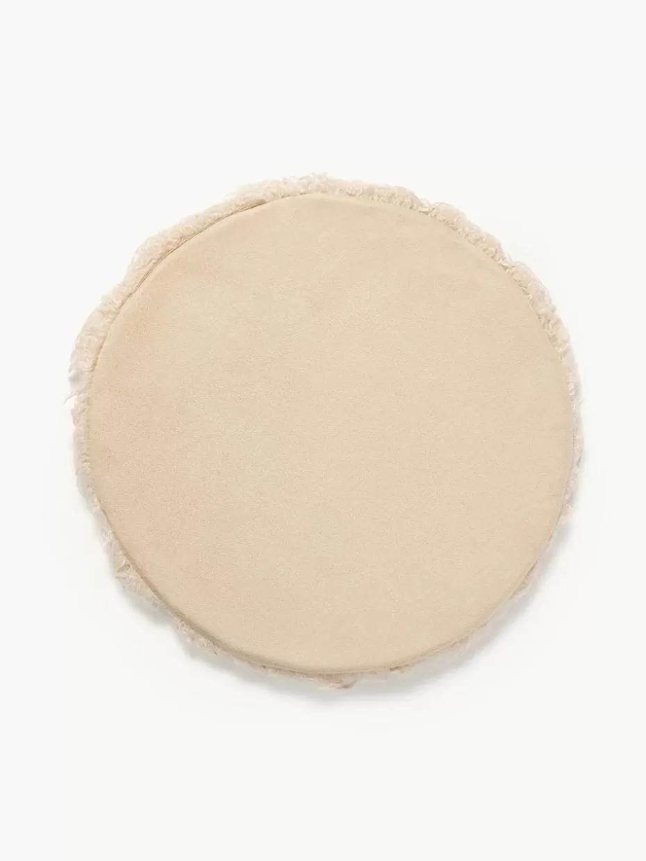 Weihnachtskissen | Sitzkissen & Auflagen-Westwing Collection Runde Kunstfell-Sitzauflage Morten, gelockt Beige