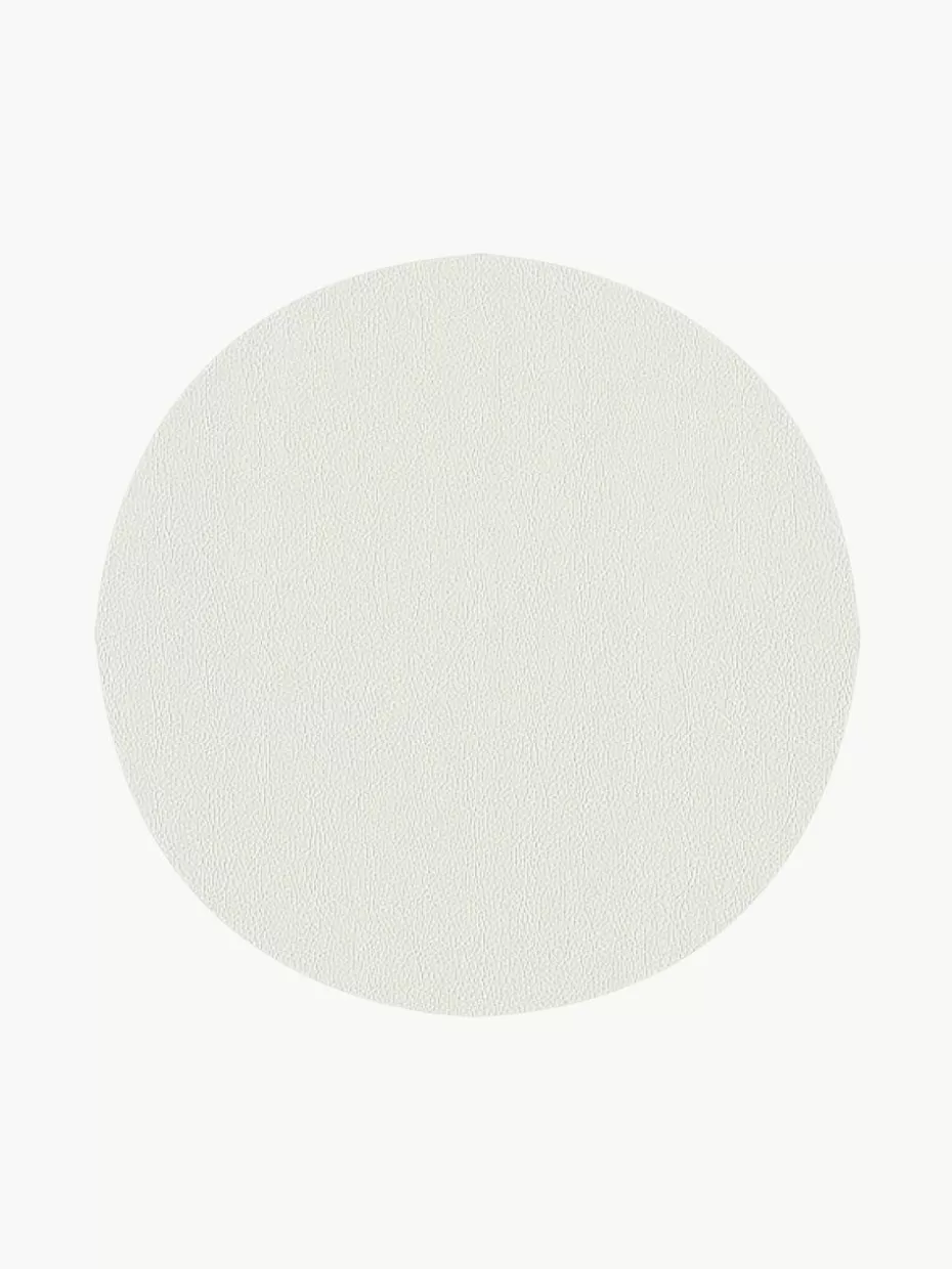 Tischsets | Tischsets-Asa Selection Runde Kunstleder-Tischsets Pik, 2 Stück Off White