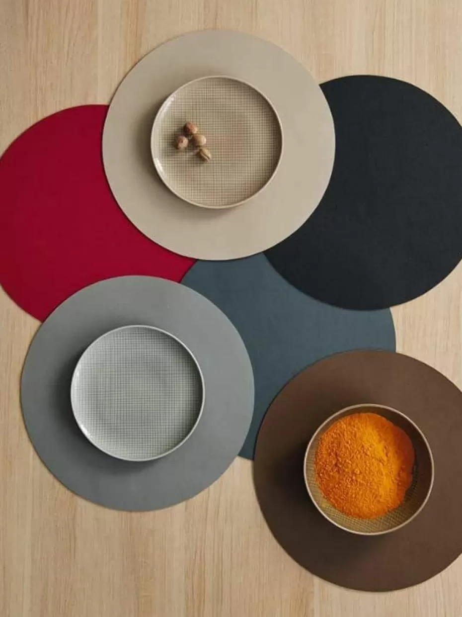 Tischsets | Tischsets-Asa Selection Runde Kunstleder-Tischsets Pik, 2 Stück Beige