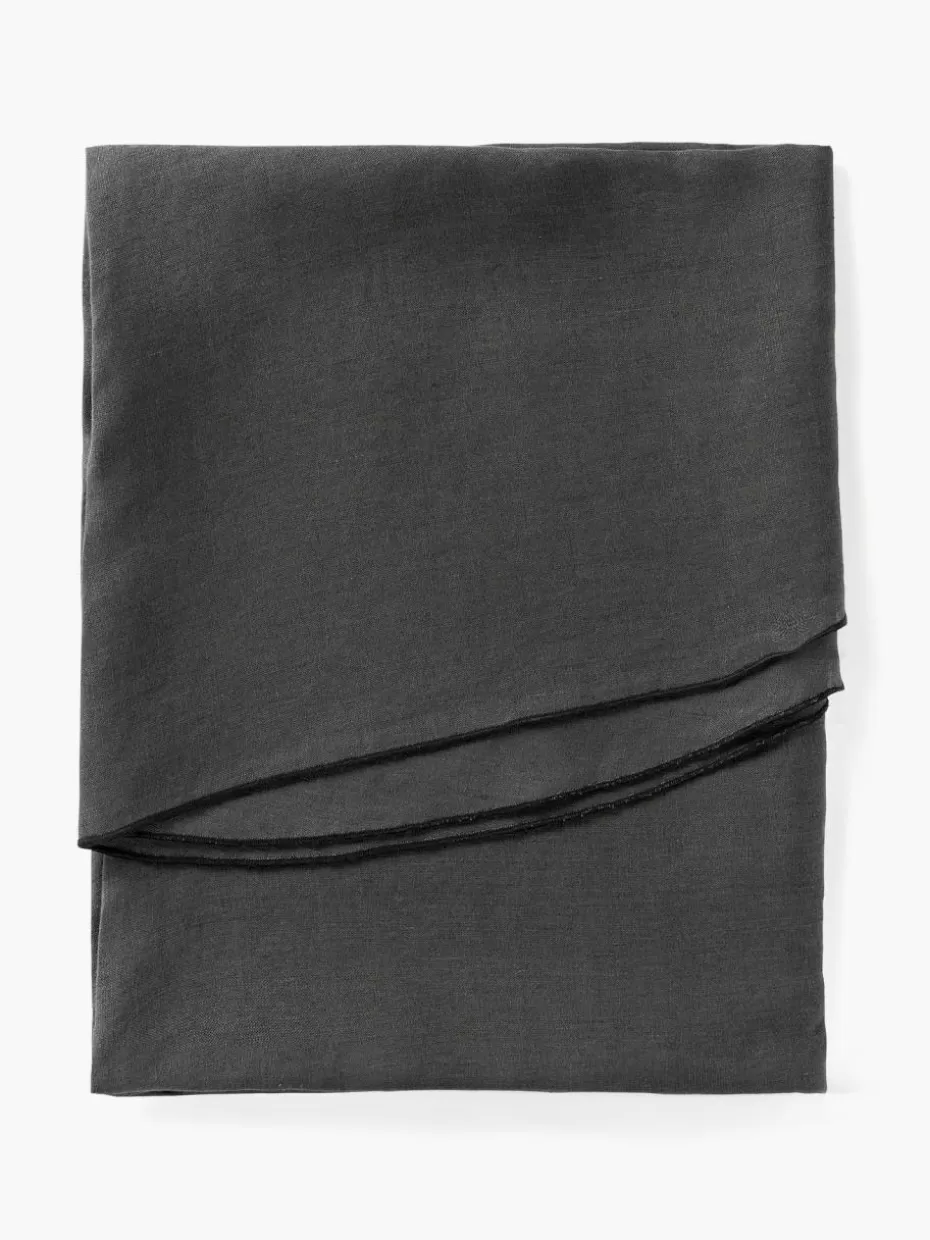 Tischdecken | Tischdecken-Westwing Collection Runde Leinen-Tischdecke Kennedy mit Umkettelung Anthrazit, Schwarz