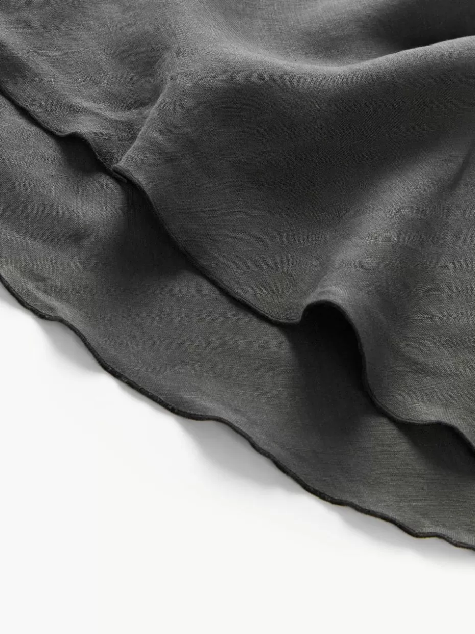 Tischdecken | Tischdecken-Westwing Collection Runde Leinen-Tischdecke Kennedy mit Umkettelung Anthrazit, Schwarz