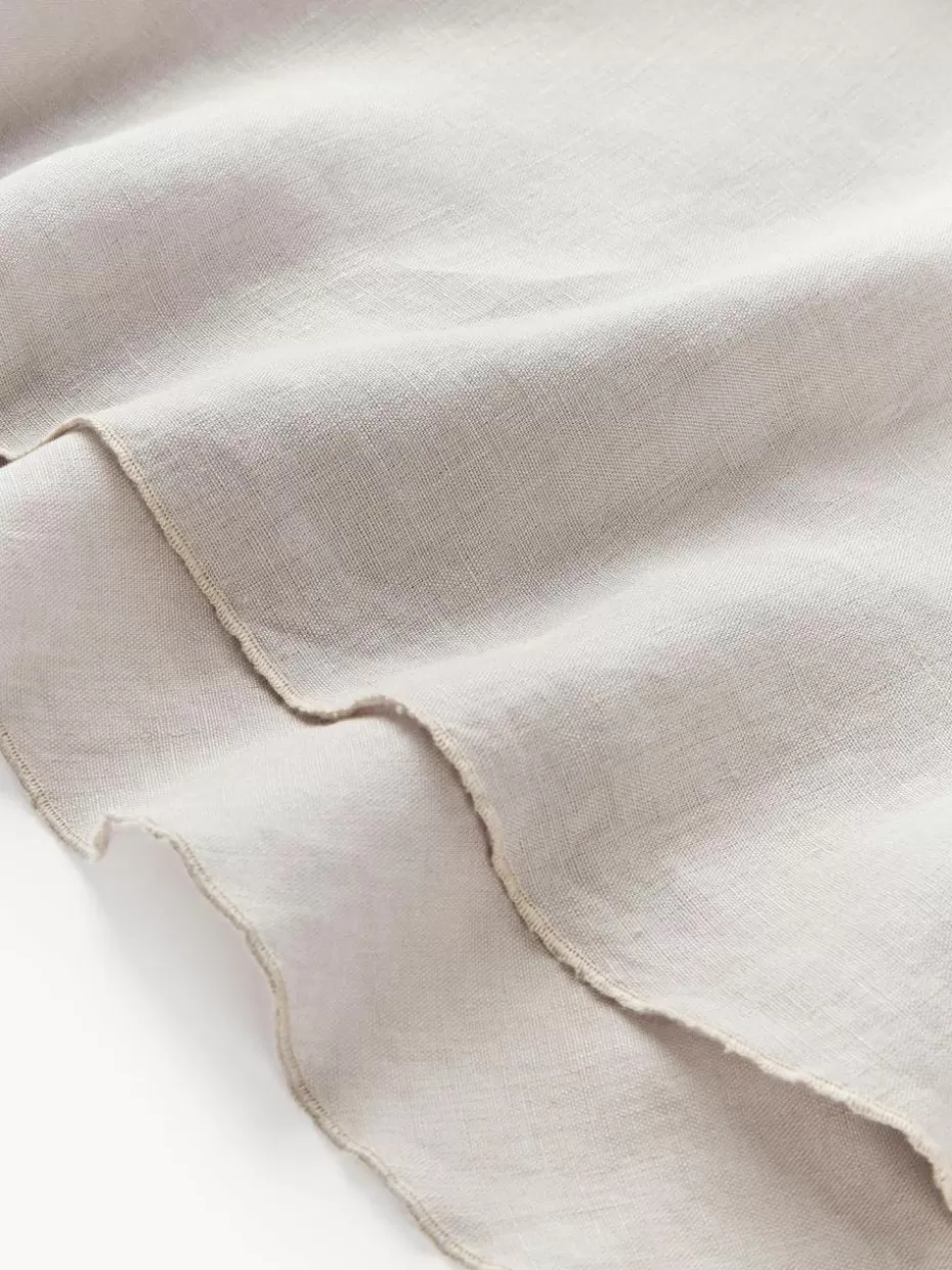 Tischdecken | Tischdecken-Westwing Collection Runde Leinen-Tischdecke Kennedy mit Umkettelung Hellgrau, Beige