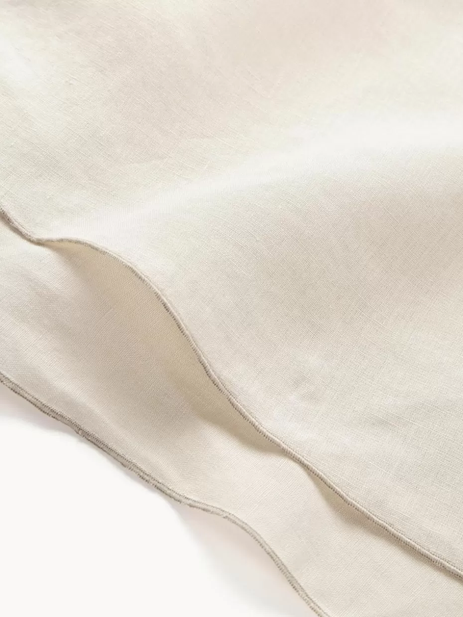 Weihnachtstischwäsche | Tischdecken-Westwing Collection Runde Leinen-Tischdecke Kennedy mit Umkettelung Cremeweiß, Beige