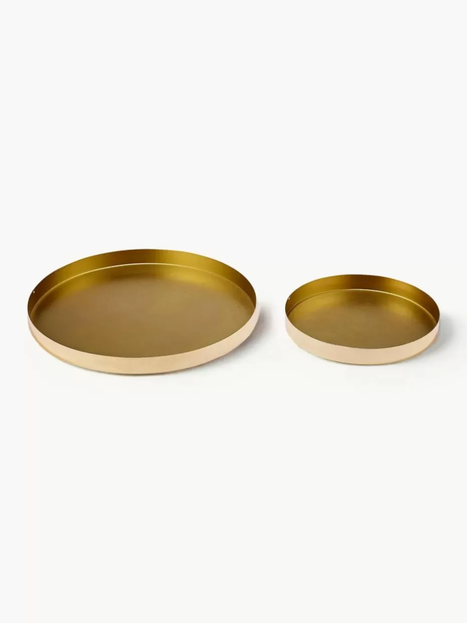Weihnachtsgeschirr | Serviertabletts-Ladelle Runde Serviertabletts Aurora, 2er-Set Goldfarben