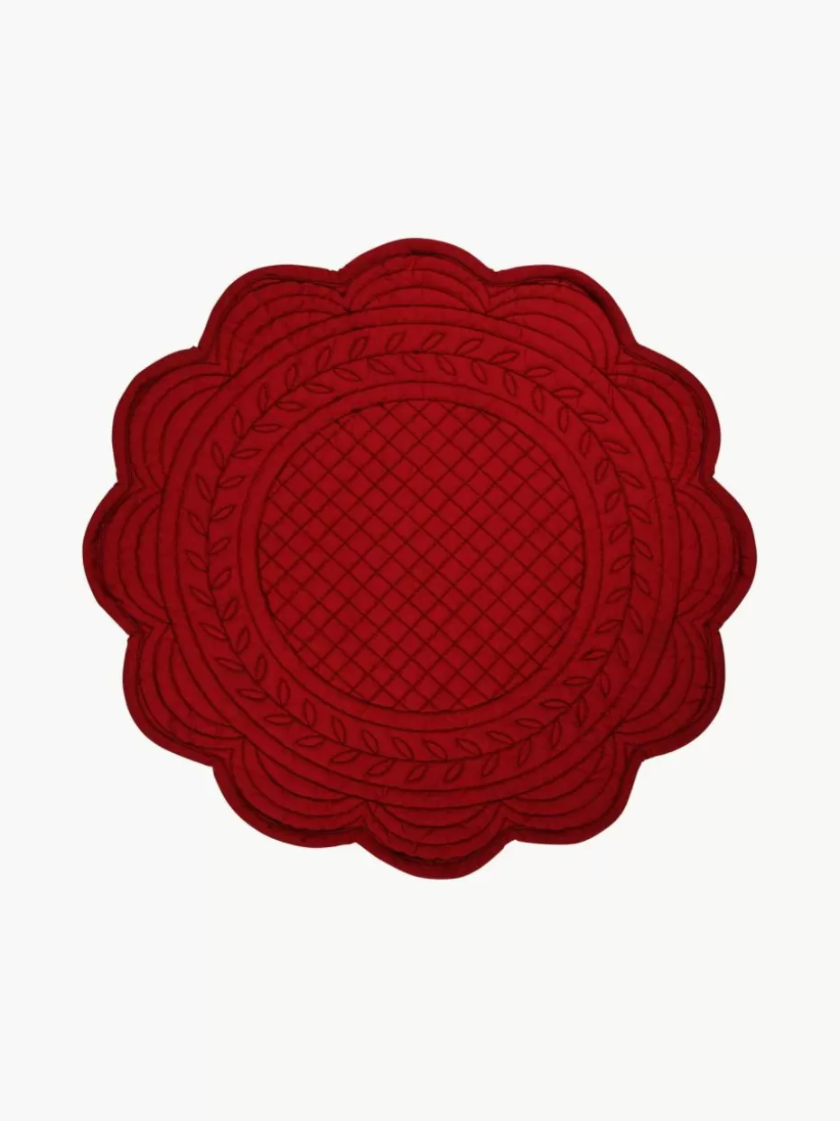 Weihnachtstischwäsche | Tischsets-Cote Table Runde Tischsets Boutis, 2 Stück Rot