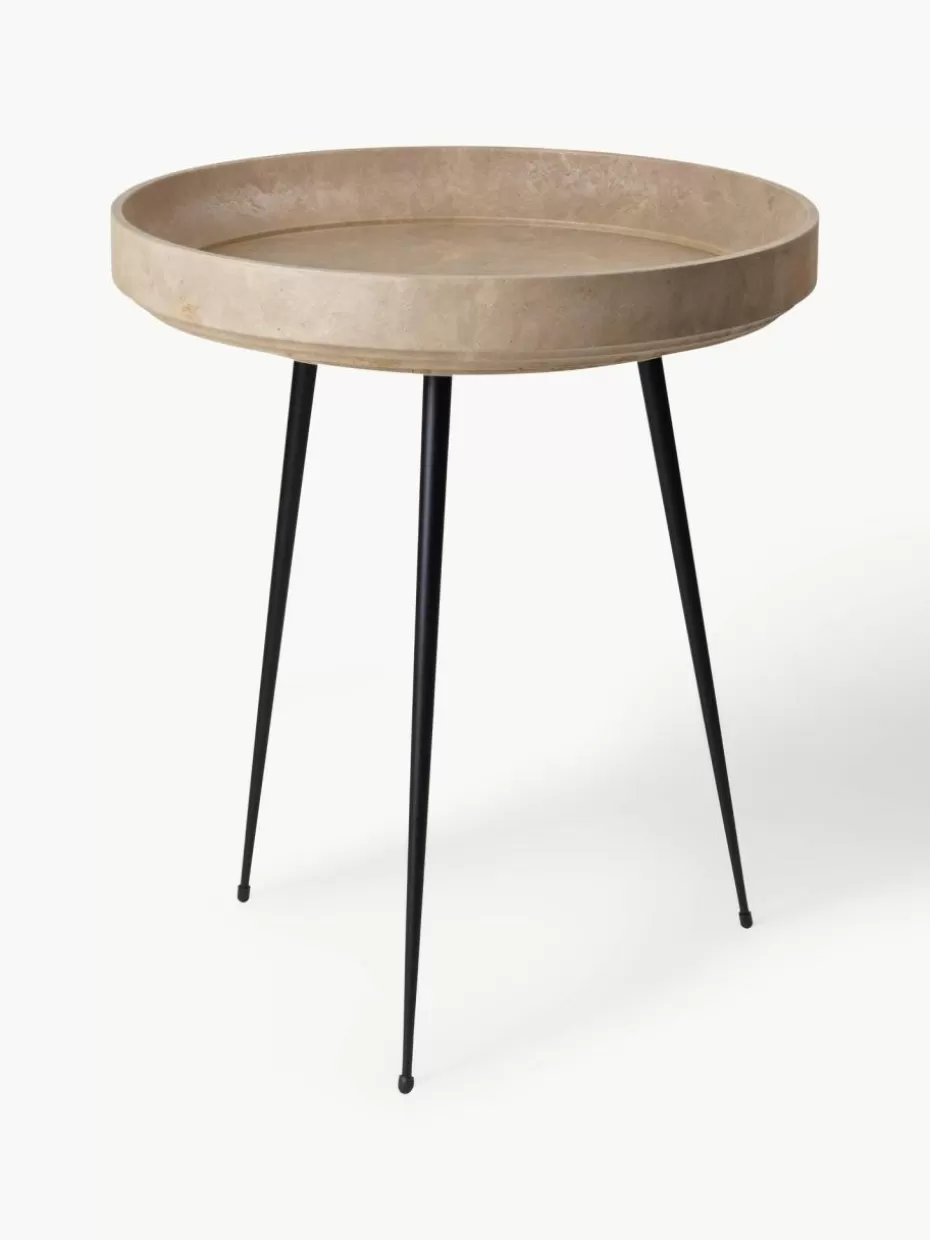 Beistelltische-Mater Runder Beistelltisch Bowl aus Eichenholz, handgefertigt Eichenholz, beige lackiert