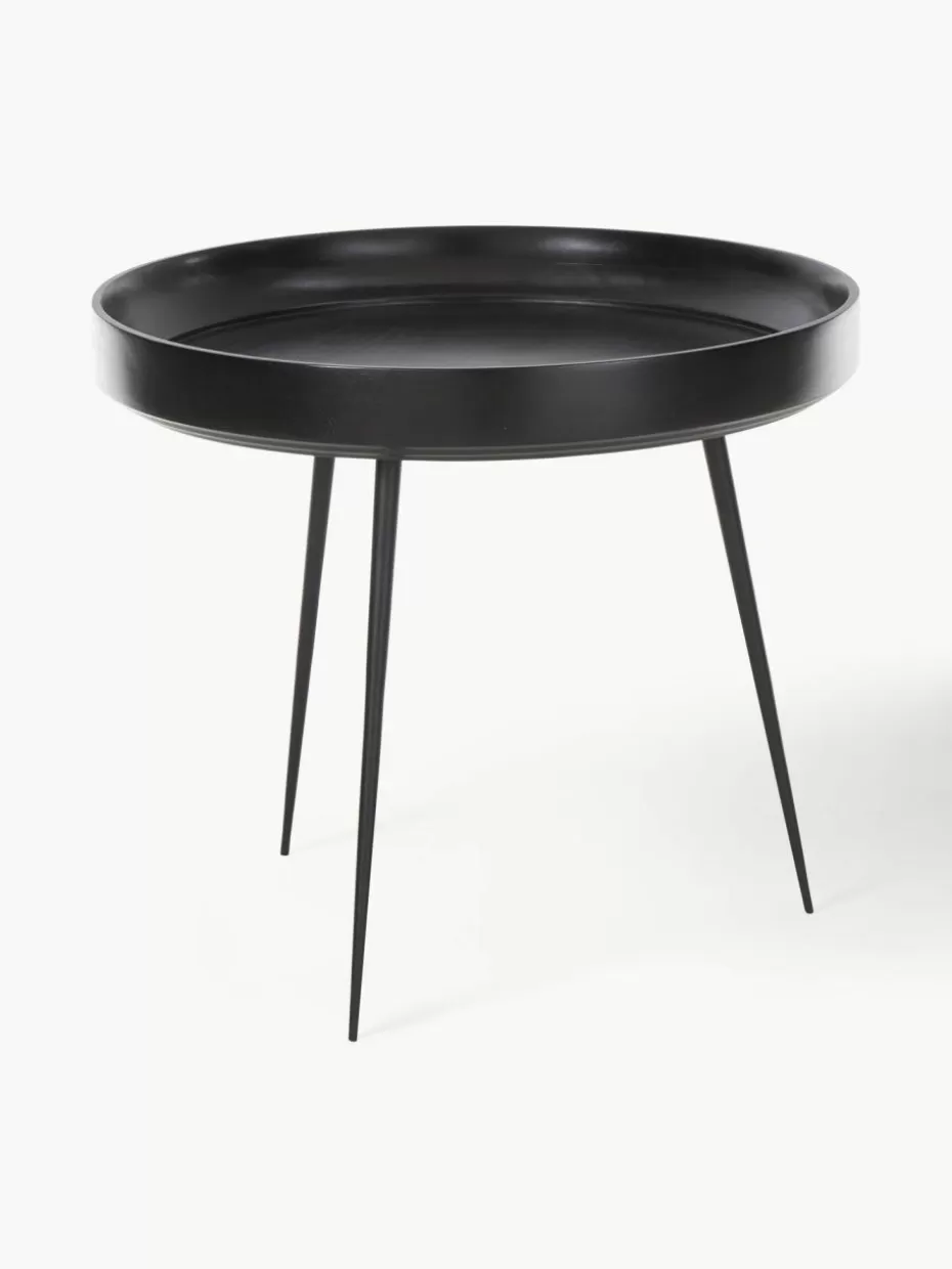 Beistelltische-Mater Runder Beistelltisch Bowl aus Mangoholz Mangoholz, schwarz lackiert