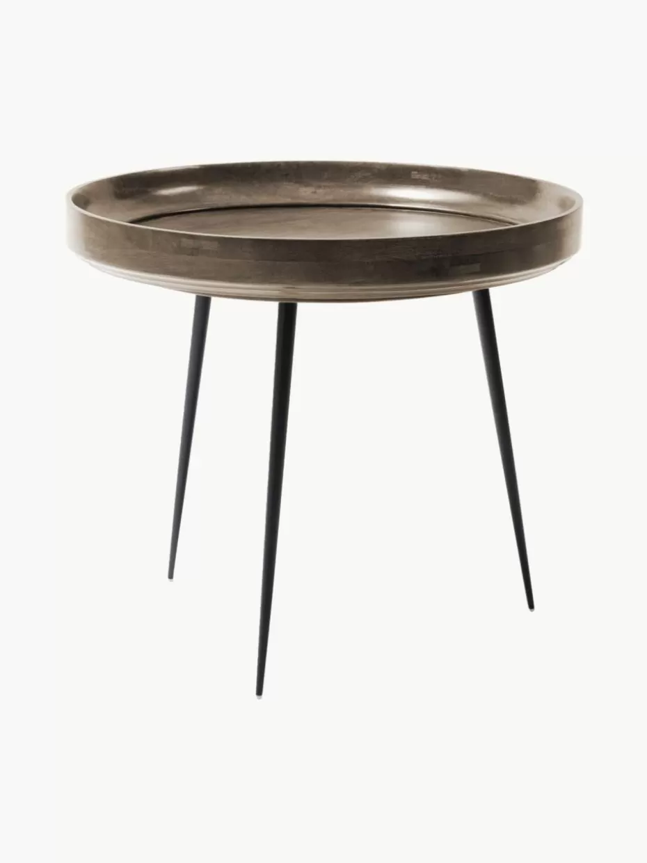 Beistelltische-Mater Runder Beistelltisch Bowl aus Mangoholz Mangoholz, dunkel lackiert