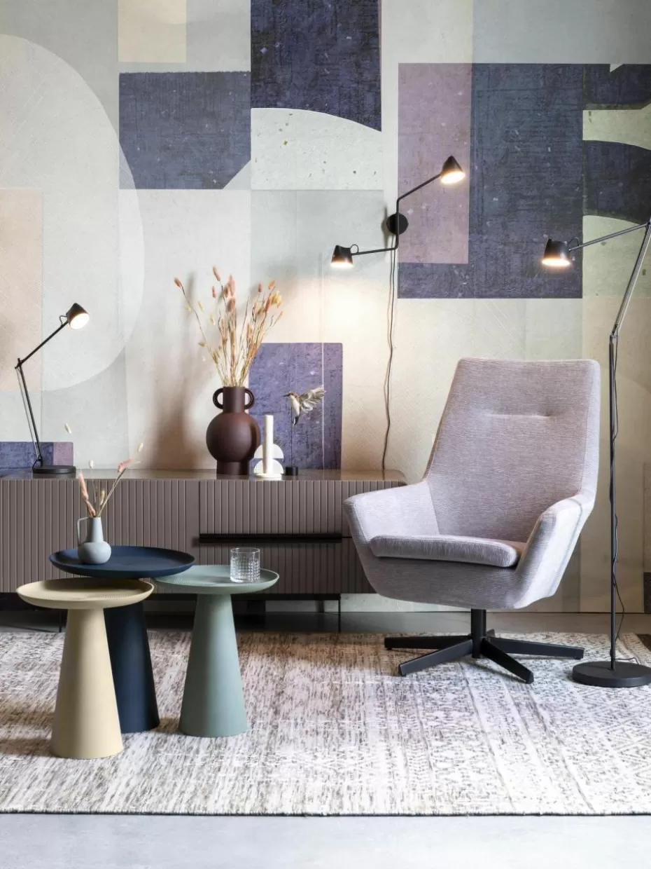 Beistelltische-Westwing Runder Beistelltisch Ringar aus Metall Hellbeige