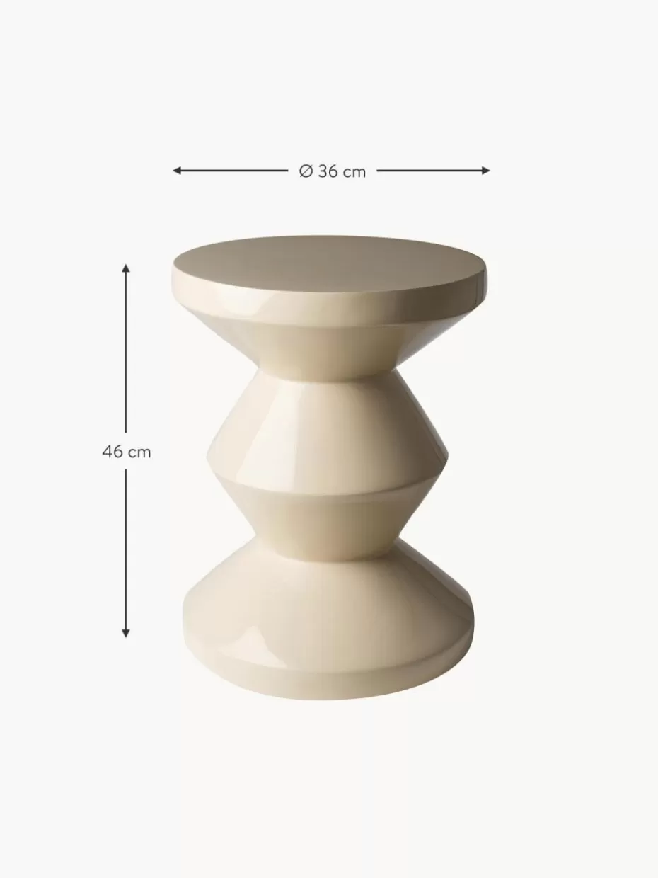 Beistelltische-Pols Potten Runder Beistelltisch Zig Zag Hellbeige