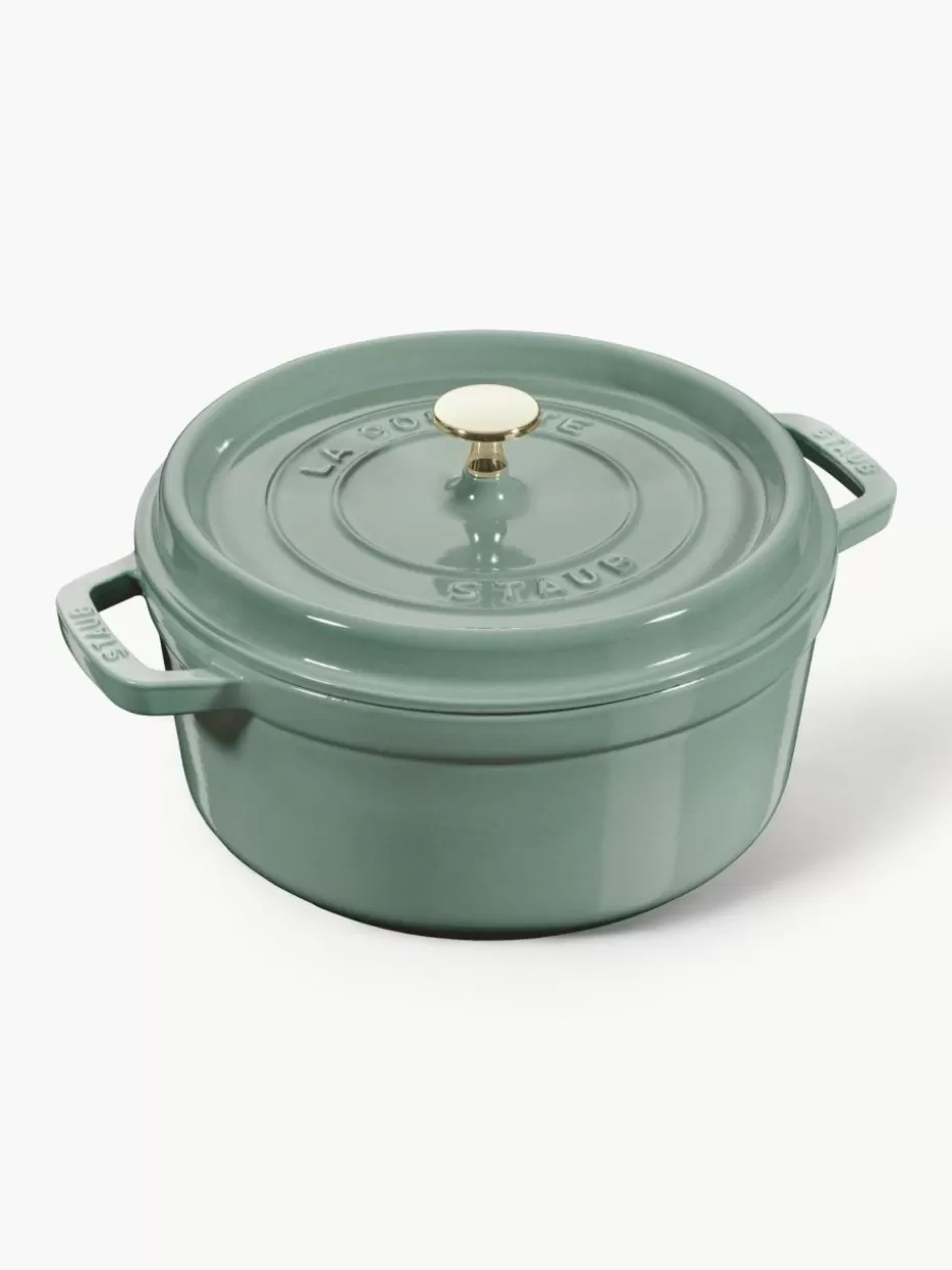 Töpfe-Staub Runder Bräter La Cocotte aus Gusseisen Türkisgrün, glänzend