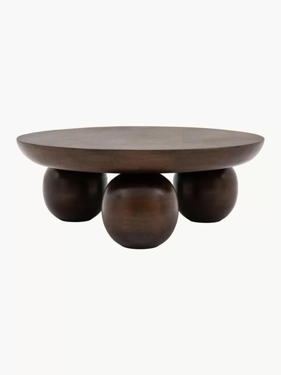 Couchtische-Westwing Runder Couchtisch Sculpt aus Mangoholz