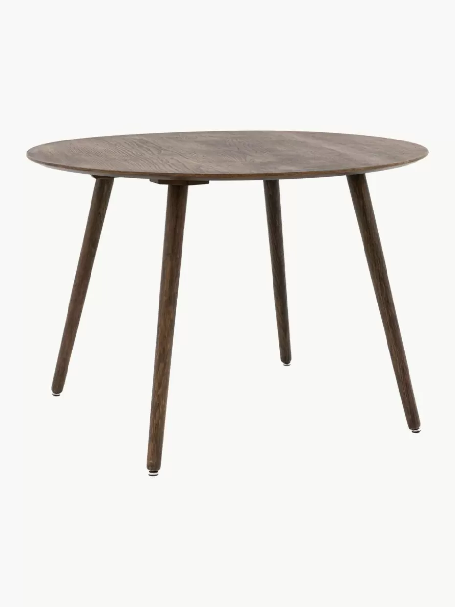 Esstische-Westwing Runder Eichenholz-Esstisch Hatfield, Ø 110 cm Eichenholz, dunkel lackiert