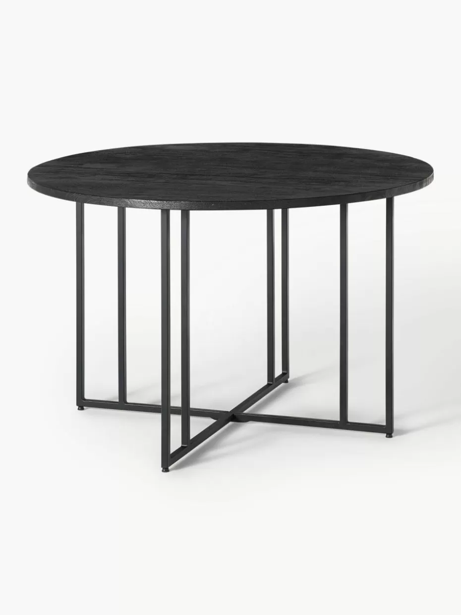 Esstische-Westwing Collection Runder Esstisch Luca aus Mangoholz, in verschiedenen Größen Mangoholz schwarz lackiert, Schwarz
