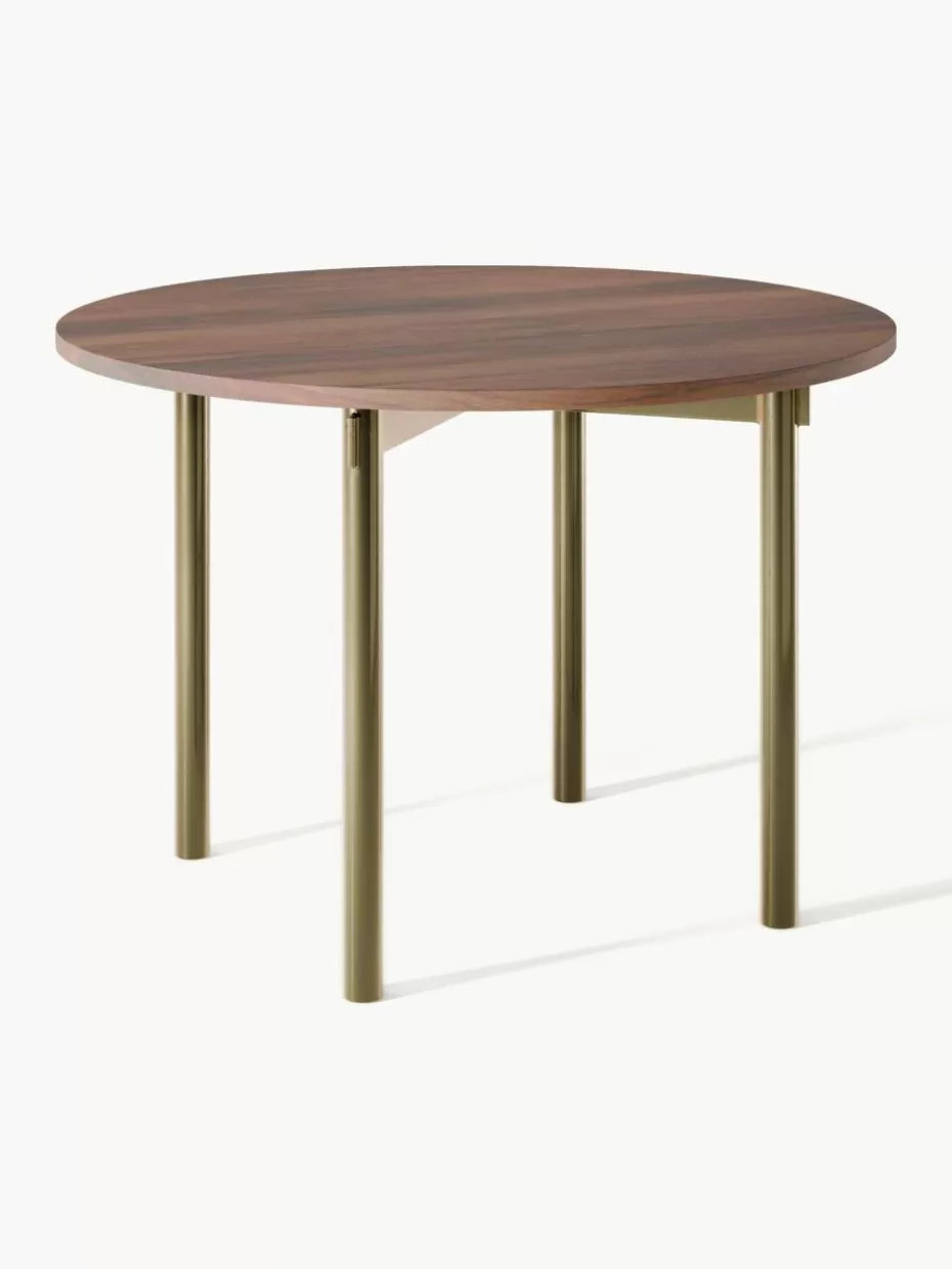 Esstische-Westwing Collection Runder Esstisch Mavi, Ø 110 cm Akazienholz, Goldfarben