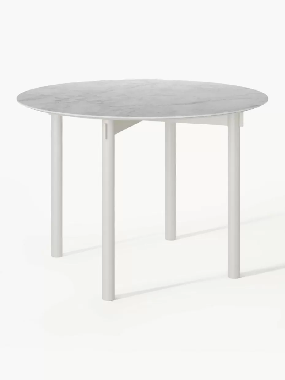 Esstische-Westwing Collection Runder Esstisch Mavi, Ø 110 cm Weiß, Hellgrau