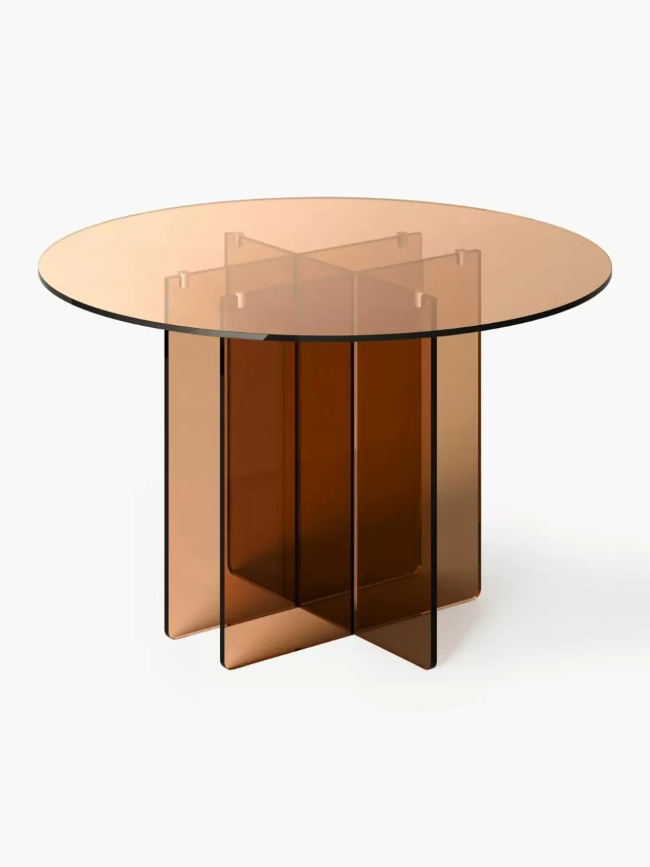 Esstische-Westwing Collection Runder Glas-Esstisch Anouk, Ø 120 cm Braun, transparent