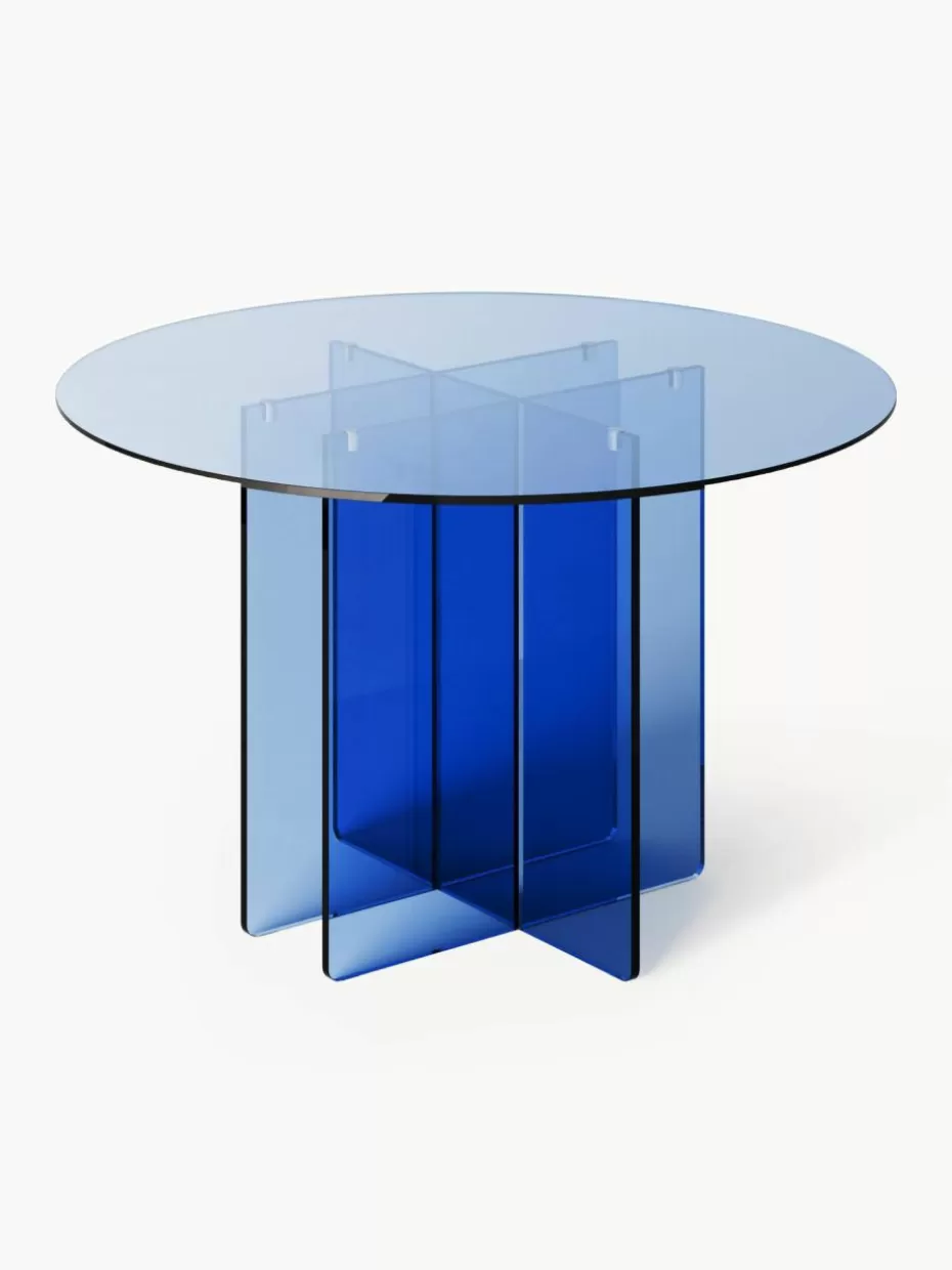 Esstische-Westwing Collection Runder Glas-Esstisch Anouk, Ø 120 cm Blau, transparent