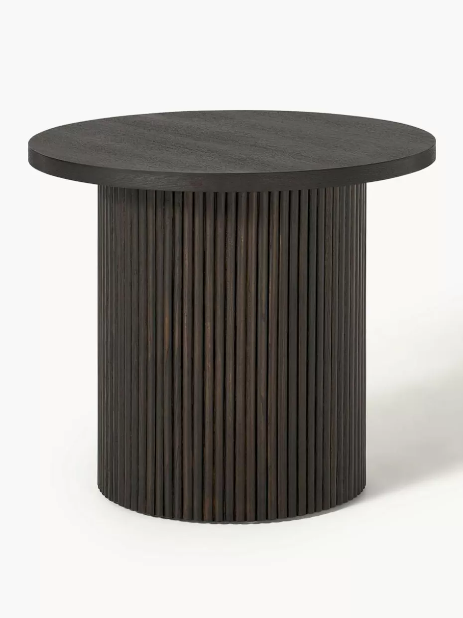 Beistelltische-Westwing Collection Runder Holz-Beistelltisch Nele Holz, dunkelbraun lackiert