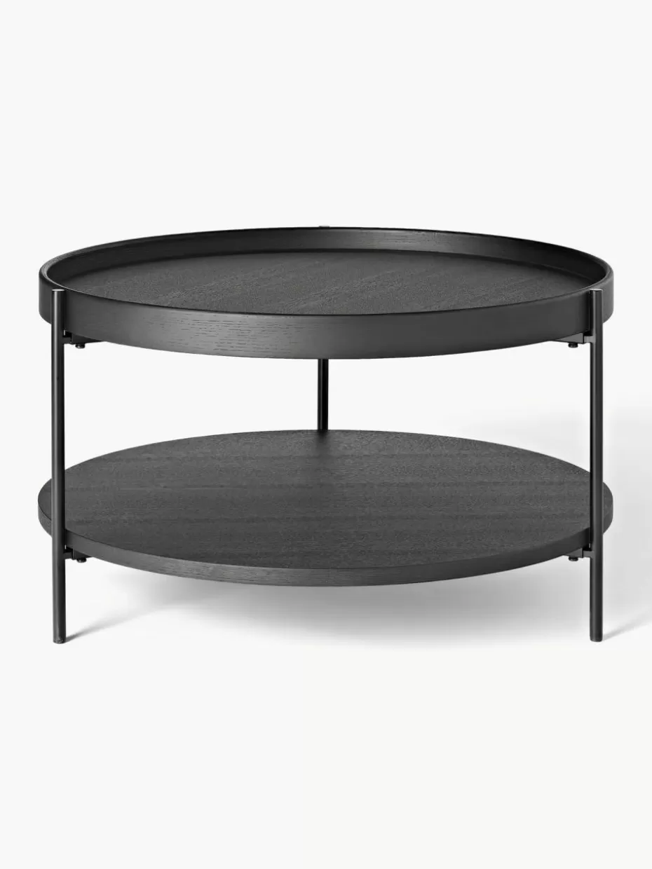 Couchtische-Westwing Collection Runder Holz-Couchtisch Renee Eschenholz, schwarz lackiert