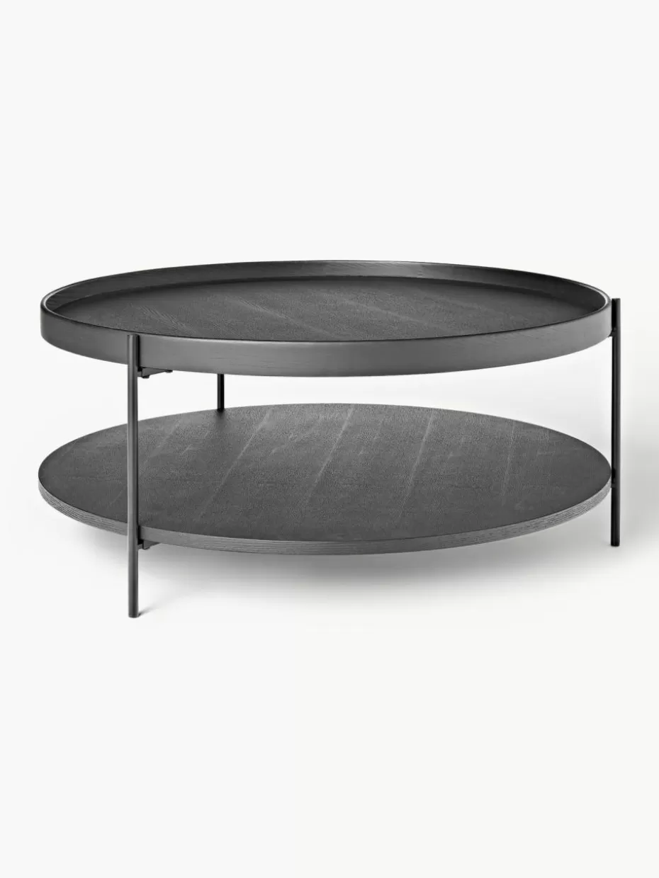 Couchtische-Westwing Collection Runder Holz-Couchtisch Renee Eschenholz, schwarz lackiert