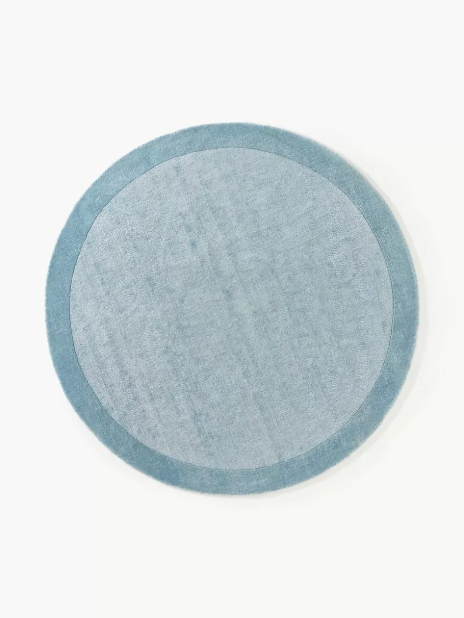 Runde Teppiche-Westwing Collection Runder Kurzflor-Teppich Kari Blau