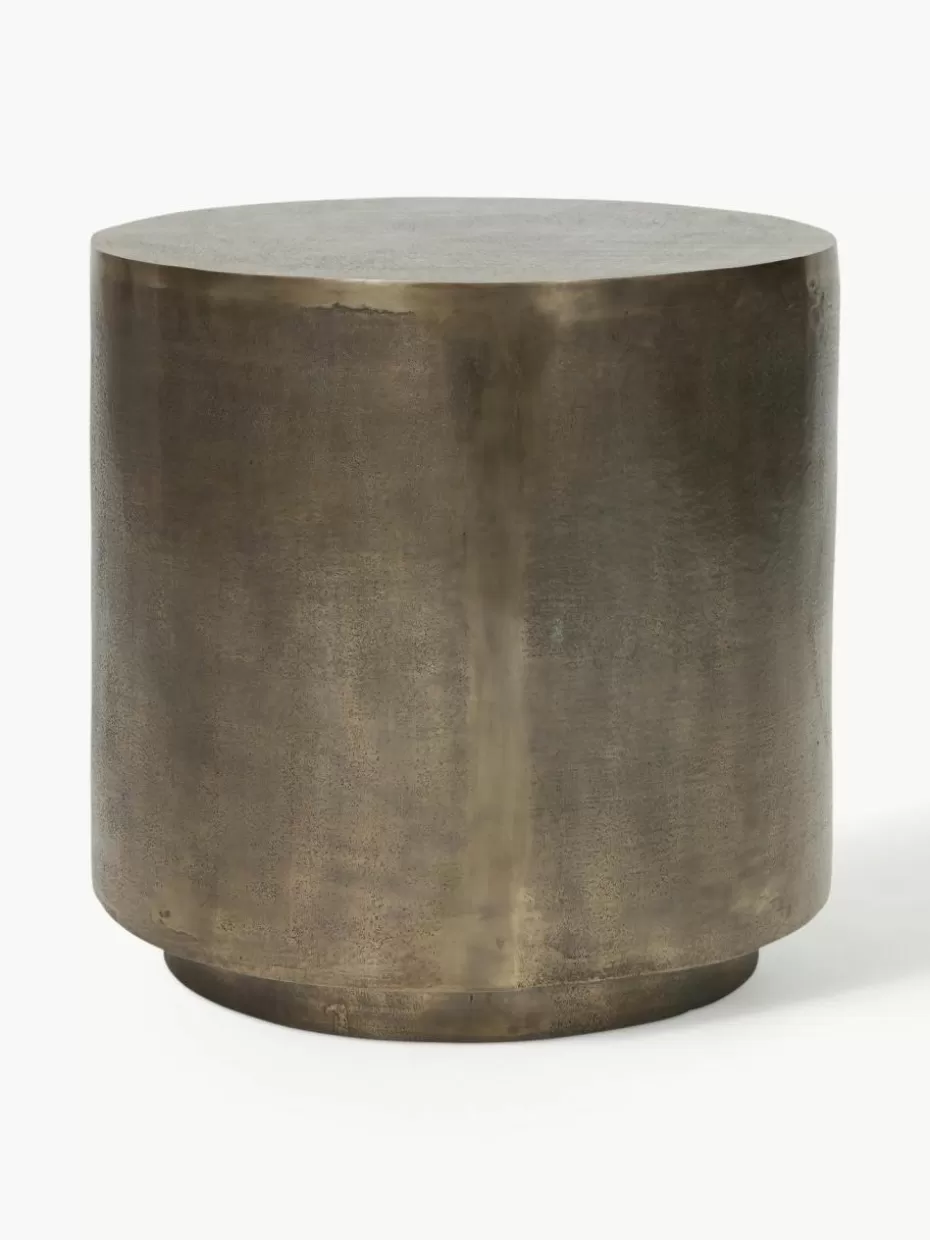 Beistelltische-House Doctor Runder Metall-Beistelltisch Rota mit Antik-Finish Greige, Goldfarben