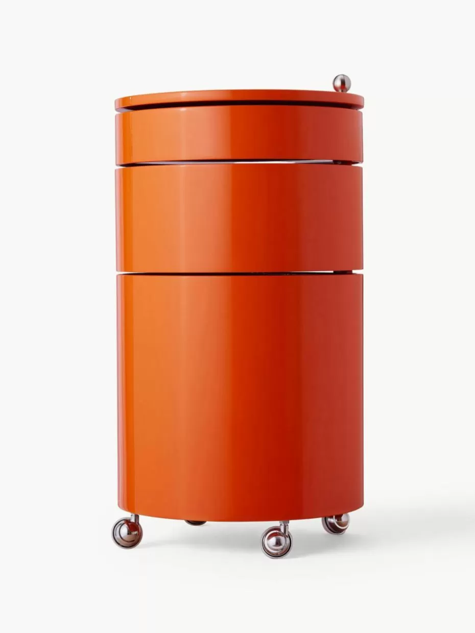Schreibtisch Container-Verpan Runder Rollcontainer Barboy, Design Verner Panton Orange, glänzend