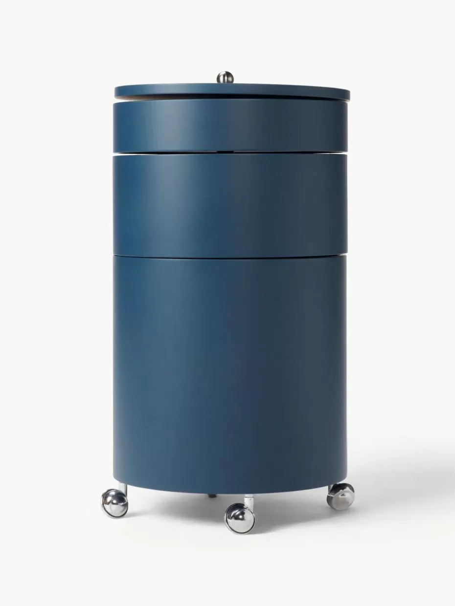 Schreibtisch Container-Verpan Runder Rollcontainer Barboy, Design Verner Panton Petrol, matt