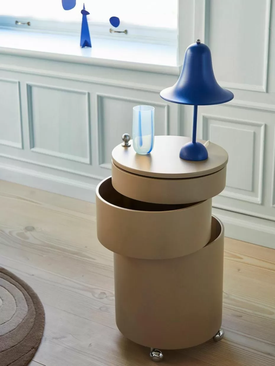 Schreibtisch Container-Verpan Runder Rollcontainer Barboy, Design Verner Panton Beige, matt