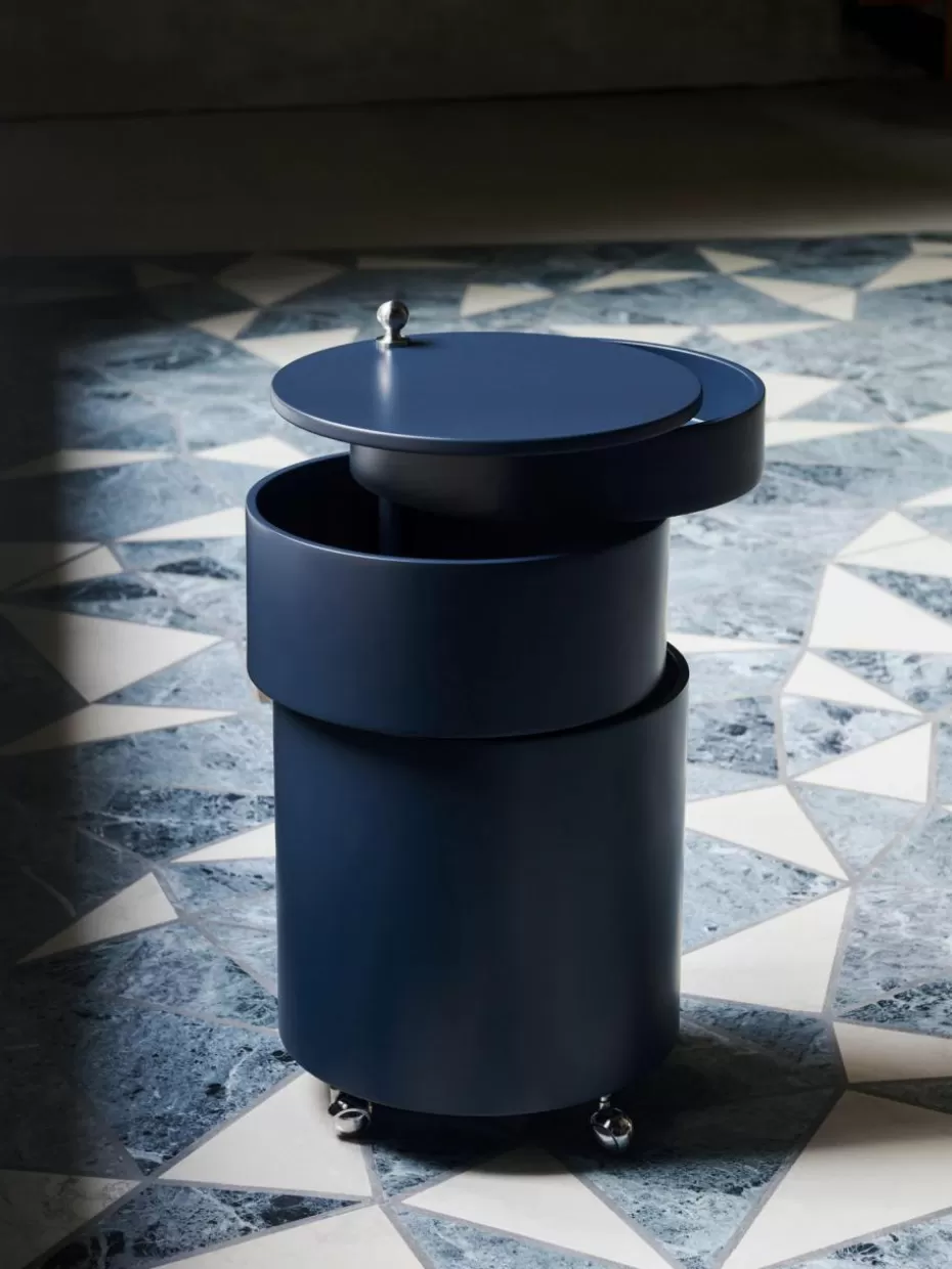 Schreibtisch Container-Verpan Runder Rollcontainer Barboy, Design Verner Panton Petrol, matt